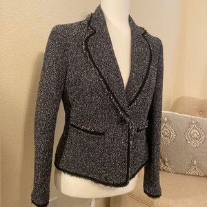 Anne Klein tweed blazer, blue,black, and white colors.